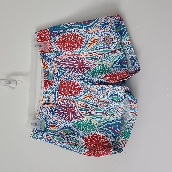 Lilly Pulitzer Callahan Shorts Multi Let Minnow Coral Blue Size 0 - Picture 3 of 15